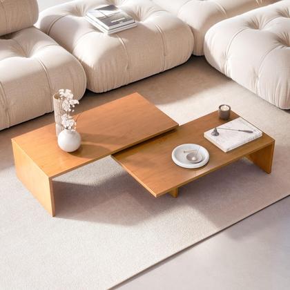 Imagem de Mesa De Centro Sala Gemini Moderna Retangular Baixa Modular Apoio