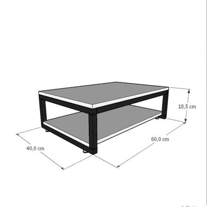 Imagem de Mesa de centro sala industrial preta quadrada retangular mesinha de centro sala madeira
