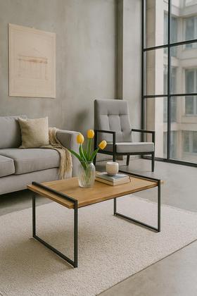 Imagem de Mesa de centro sala industrial retangular decor slim