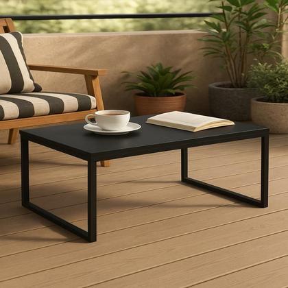 Imagem de Mesa De Centro Sala Industrial Retangular Ferro E Madeira cor preto