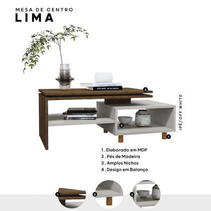 Imagem de Mesa de Centro Sala Lima com Pés de Madeira Maciça