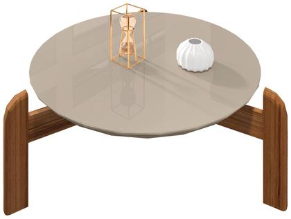 Imagem de Mesa de Centro Sala Lizz Redonda com Pés em Madeira Maciça