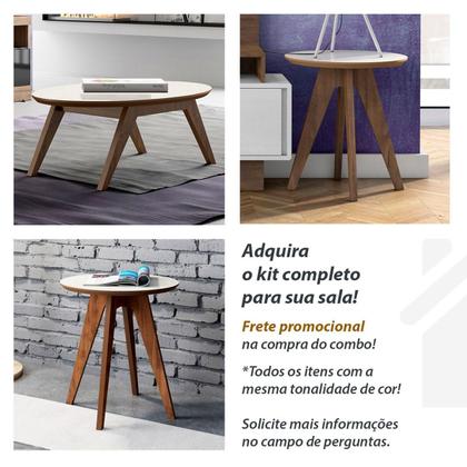 Imagem de Mesa de Centro Sala MDF Orgânica Baixa Triangular Com 4 Pés