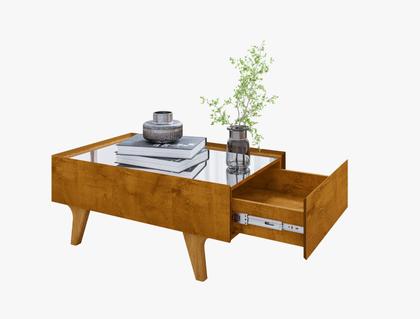 Imagem de Mesa de centro sena com espelho no tampo e 1 gaveta  em mdf e corrediças telecopicas  - Naturalle