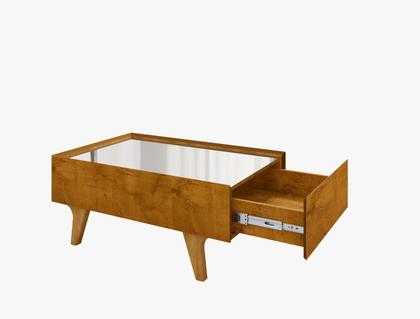 Imagem de Mesa de centro sena com espelho no tampo e 1 gaveta  em mdf e corrediças telecopicas  - Naturalle