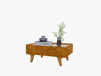 Imagem de Mesa de centro sena com espelho no tampo e 1 gaveta  em mdf e corrediças telecopicas  - Naturalle