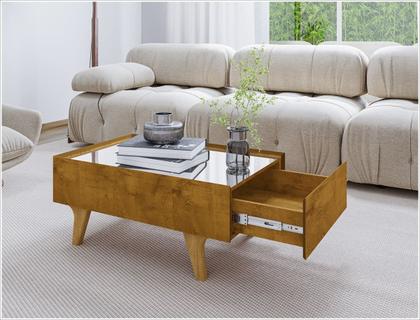 Imagem de Mesa de Centro Sena Com Espelho Pés em Madeira Pinus Naturalle Bechara