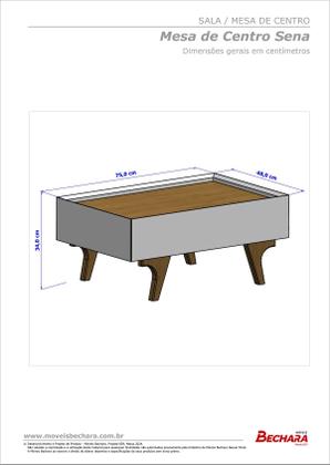 Imagem de Mesa de Centro Sena Com Espelho Pés em Madeira Pinus Off White Bechara