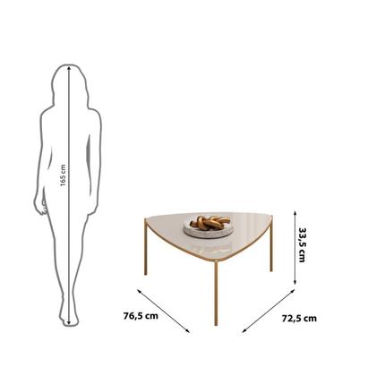 Imagem de Mesa de Centro Tampo Triangular e Pés em Metal Dourado DJ Móveis Lina Bali