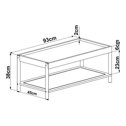 Imagem de Mesa de Centro Têmis Retangular c/ Prateleira 93cm Palhinha Pé Madeira Oslo Artesano