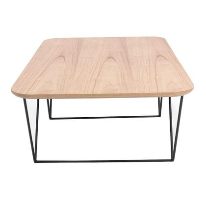 Imagem de Mesa de Centro Veneza Retangular Nacional Móveis 90 cm (largura) Tampo MDF Amêndoa Base Metal Preto