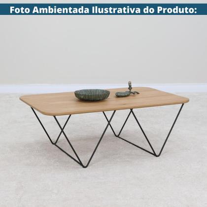 Imagem de Mesa de Centro Veneza Retangular Nacional Móveis 90 cm (largura) Tampo MDF Amêndoa Base Metal Preto