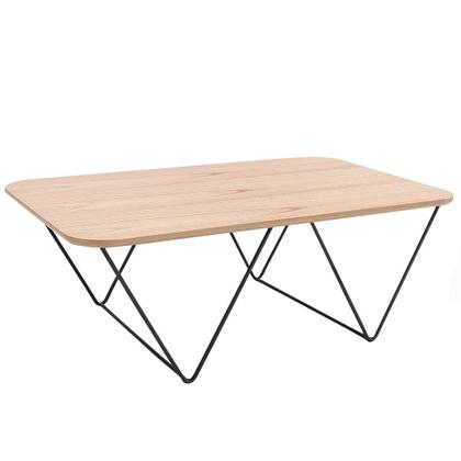 Imagem de Mesa de Centro Veneza Retangular Nacional Móveis 90 cm (largura) Tampo MDF Amêndoa Base Metal Preto