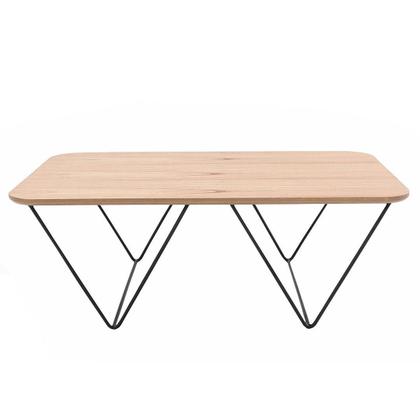 Imagem de Mesa de Centro Veneza Retangular Nacional Móveis 90 cm (largura) Tampo MDF Amêndoa Base Metal Preto