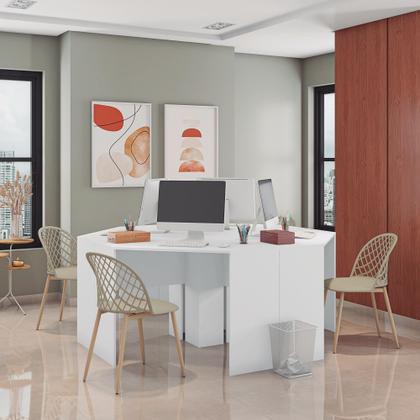 Imagem de Mesa De Computador Canto Office Cubic Branco - Caemmun