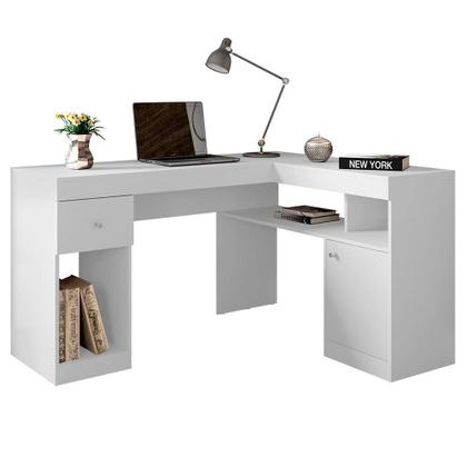 Imagem de Mesa De Computador Com Gaveta Nilo Branco Fosco Caemmun