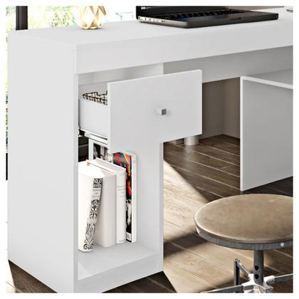 Imagem de Mesa De Computador Com Porta E Gaveta Nilo Branco Fosco