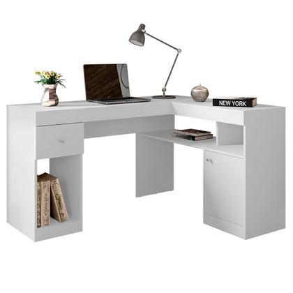 Imagem de Mesa De Computador Com Porta E Gaveta Nilo Branco Fosco