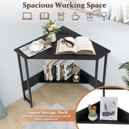 Imagem de Mesa de computador de canto COSTWAY com portas USB e tomada