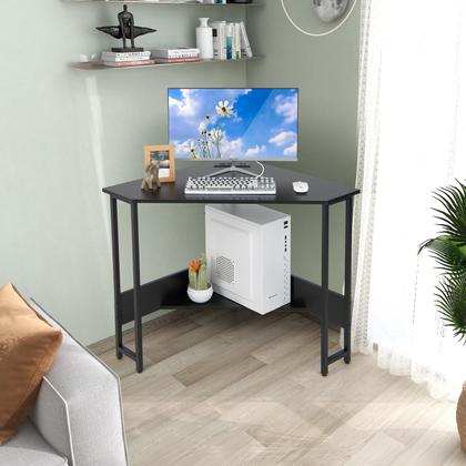 Imagem de Mesa de computador de canto COSTWAY com portas USB e tomada
