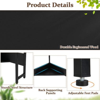 Imagem de Mesa de computador de canto COSTWAY com portas USB e tomada