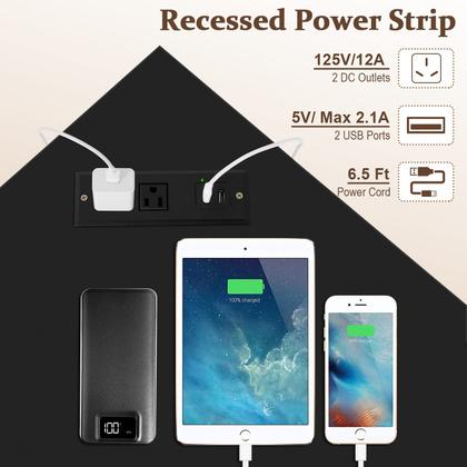 Imagem de Mesa de computador de canto COSTWAY com portas USB e tomada