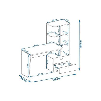 Imagem de Mesa de Computador Elisa c/ 2 Gavetas e 6 Nichos Preto - Permóbili