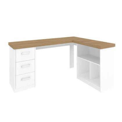 Imagem de Mesa de Computador em L 3 Gavetas Alaska Olmo Branco
