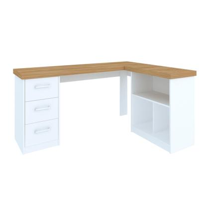 Imagem de Mesa de Computador em L 3 Gavetas Alaska Olmo Branco