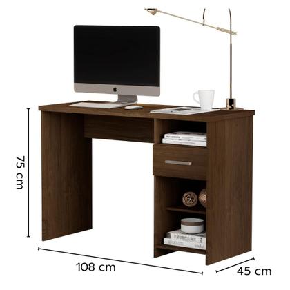 Imagem de Mesa de Computador Escrivaninha com Gaveta para Quarto Escritorio Recepcao Consultorio Duna Wood Giga Moveis