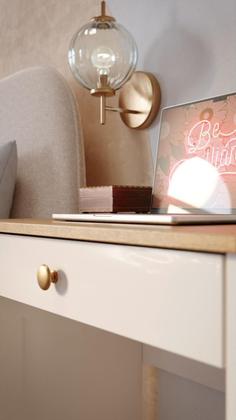 Imagem de Mesa de Computador Escrivaninha Com Gaveteiro - Modelo Estilo - Off White com Freijó