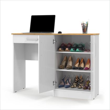 Imagem de Mesa de Computador Escrivaninha Com Organizador Space Branco com Cinamomo - Patrimar Móveis