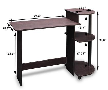 Imagem de Mesa de computador Furinno Compact com prateleiras Espresso/Black