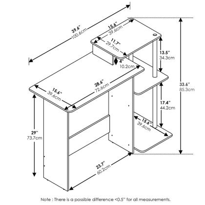 Imagem de Mesa de computador Furinno Efficient Home com prateleiras quadradas