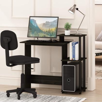 Imagem de Mesa de computador Furinno Efficient Home com prateleiras quadradas