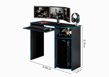 Imagem de Mesa de Computador Gamer Escrivaninha Notebook Estudo Preto Azul