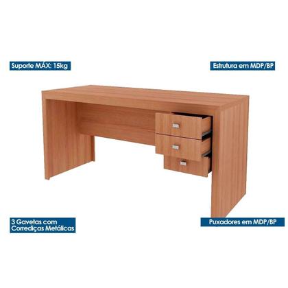 Imagem de Mesa de Computador ME4113 c/ 3 Gavetas Nogal - Tecno Mobili