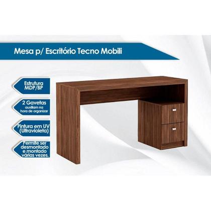 Imagem de Mesa de Computador ME4130 c/ 2 Gavetas Rústico - Tecno Mobili