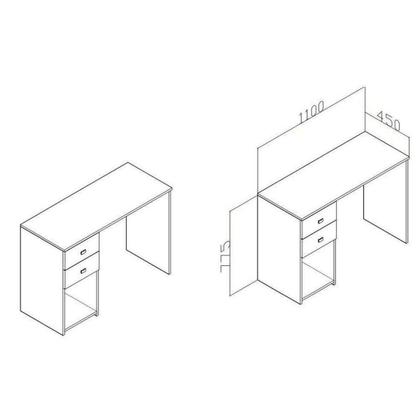 Imagem de Mesa de Computador MSM 412 c/ 2 Gavetas Branco - Movelbento
