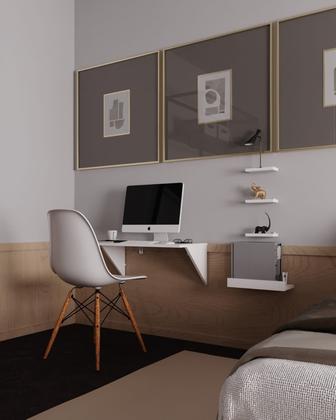 Imagem de Mesa De Computador Notebook Suspensa Parede Com Prateleiras Quarto
