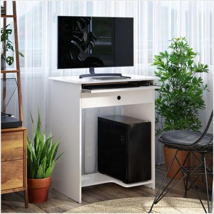 Imagem de Mesa de Computador Prática Com 1 Gaveta Branco - EJ Móveis