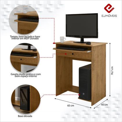 Imagem de Mesa de Computador Prática Com 1 Gaveta Freijó - EJ Móveis