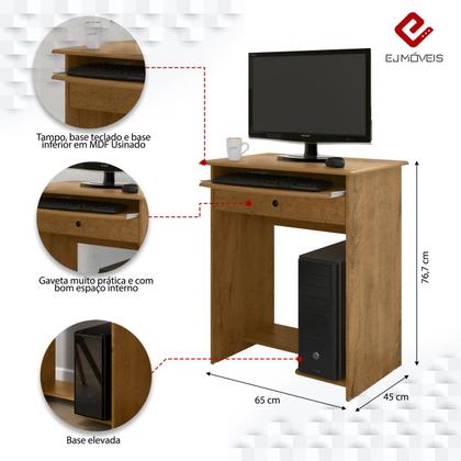 Imagem de Mesa De Computador Prática Com Gaveta E Suporte Deslizante Para Teclado - EJ MÓVEIS