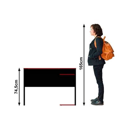 Imagem de Mesa de Computador Quarto Gamer ( de Computador + Estante) 2 Peças Preto/Vermelho - Tecno Mobili