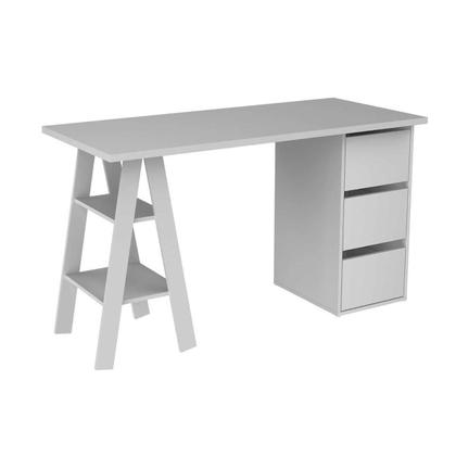 Imagem de Mesa de Computador Solteiro MB 1035 c/ 3 Gavetas Branco - Movelbento