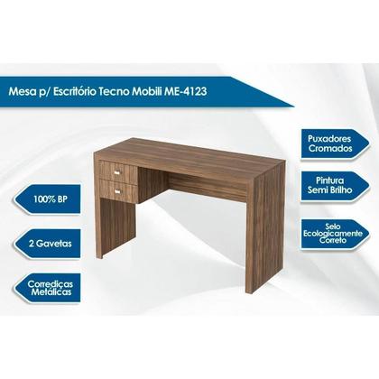 Imagem de Mesa de Computador Solteiro ME-4123 c/ 2 Gavetas Nogal - Tecno Mobili