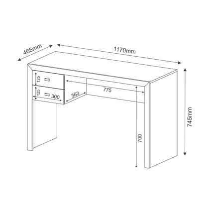 Imagem de Mesa de Computador Solteiro ME-4123 c/ 2 Gavetas Nogal - Tecno Mobili
