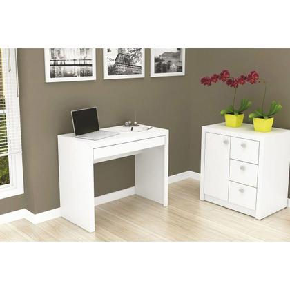 Imagem de Mesa de Computador Solteiro ME4107 c/ 1 Gaveta Branco - Tecno Mobili