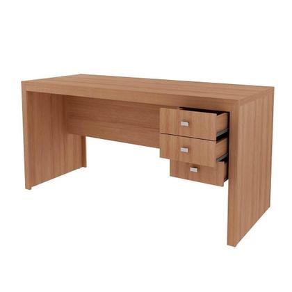 Imagem de Mesa de Computador Solteiro ME4113 c/ 3 Gavetas Nogal - Tecno Mobili
