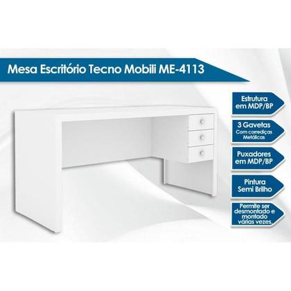 Imagem de Mesa de Computador Solteiro ME4113 c/ 3 Gavetas Nogal - Tecno Mobili